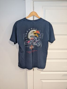 Vintage Harley-Davidson Puerto Morelos Mexico Eagle & Motorcycle Graphic T-Shirt